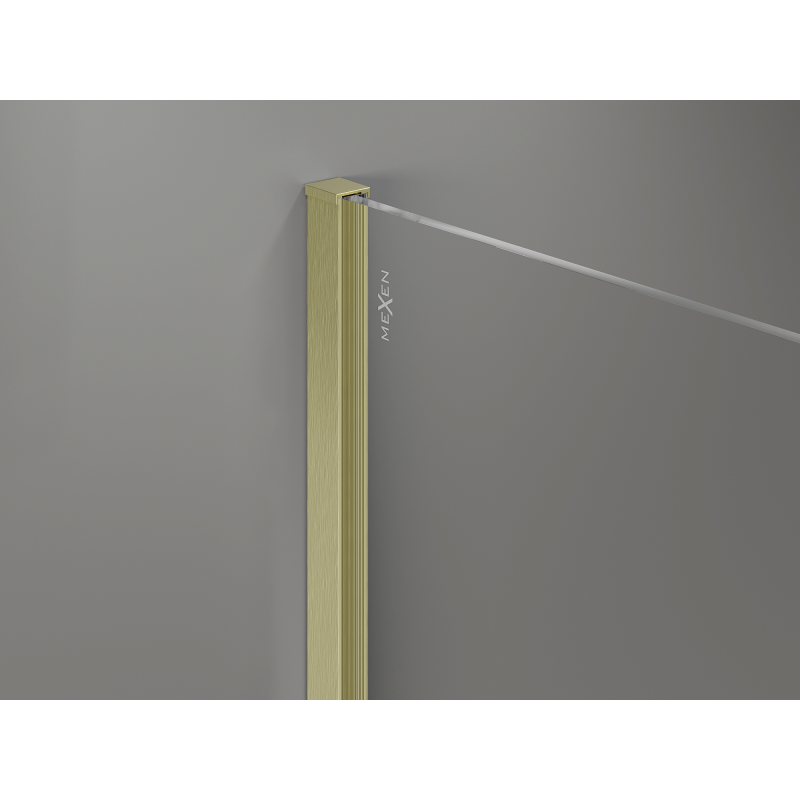 Mexen Kioto+ ścianka prysznicowa z półką Walk-in 100 x 200 cm, ombre biała 8 mm, złota szczotkowana - 800-100-121-55-86