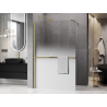 Mexen Kioto+ ścianka prysznicowa z półką Walk-in 150 x 200 cm, ombre biała 8 mm, złota szczotkowana - 800-150-121-55-86