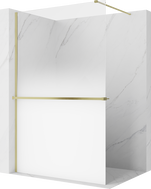 Mexen Kioto+ ścianka prysznicowa z półką Walk-in 150 x 200 cm, ombre biała 8 mm, złota szczotkowana - 800-150-121-55-86