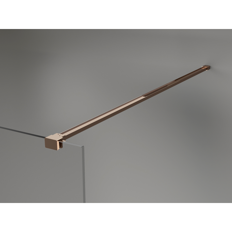 Mexen Kioto+ ścianka prysznicowa z półką Walk-in 90 x 200 cm, ombre biała 8 mm, różowe złoto - 800-090-121-60-86