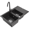 Mexen Gaspar granitdiskho 1,5-fack med avrinning och köksblandare Telma, svart med prickar - 6507-76-670200-76
