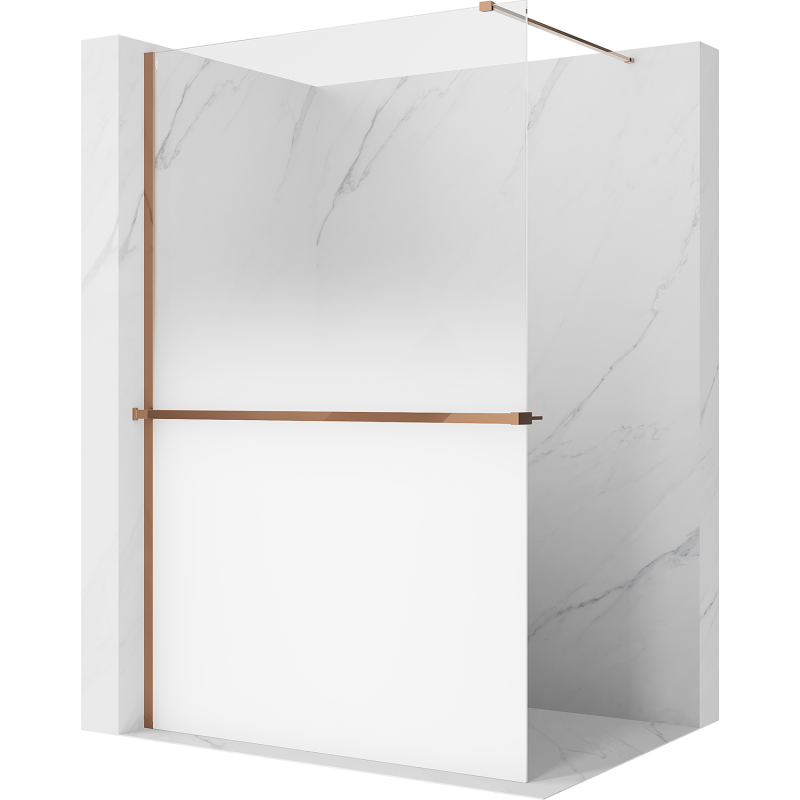 Mexen Kioto+ Duschwand mit Regal Walk-in 150 x 200 cm, Ombre Weiß 8 mm, Roségold - 800-150-121-60-86