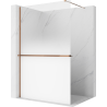 Mexen Kioto+ ścianka prysznicowa z półką Walk-in 150 x 200 cm, ombre biała 8 mm, różowe złoto - 800-150-121-60-86