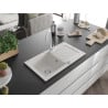 Mexen Pablo 1-bowl granite sink with drainer and Telma kitchen tap, white - 6510-20-670200-20