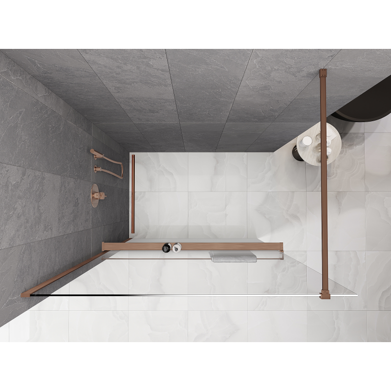 Mexen Kioto+ dušisein riiuliga Walk-in 80 x 200 cm, valge ombre 8 mm, harjatud vask - 800-080-121-65-86
