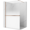 Mexen Kioto+ ścianka prysznicowa z półką Walk-in 130 x 200 cm, ombre biała 8 mm, miedź szczotkowana - 800-130-121-65-86
