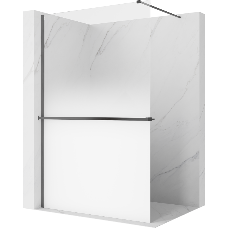 Mexen Kioto+ shower wall with shelf Walk-in 70 x 200 cm, white ombre 8 mm, brushed gun gray - 800-070-121-66-86