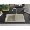 Mexen Pablo lavello in granito con 1 vasca con scolapiatti e rubinetto da cucina Telma, beige - 6510-69-670200-69