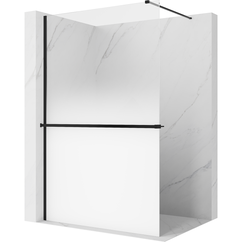 Mexen Kioto+ shower wall with shelf Walk-in 70 x 200 cm, white ombre 8 mm, black - 800-070-121-70-86
