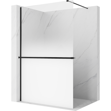 Mexen Kioto+ ścianka prysznicowa z półką Walk-in 70 x 200 cm, ombre biała 8 mm, czarna - 800-070-121-70-86