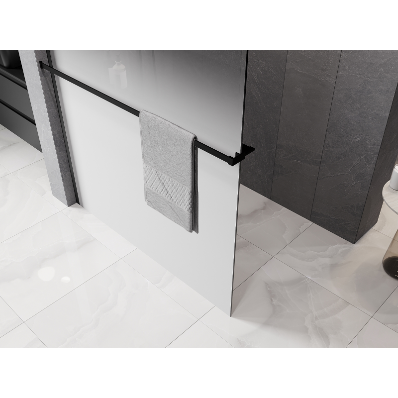 Mexen Kioto+ shower wall with shelf Walk-in 70 x 200 cm, white ombre 8 mm, black - 800-070-121-70-86