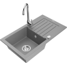 Mexen Pablo granite kitchen sink 1-bowl with drainer and Telma kitchen tap, grey - 6510-71-670200-00