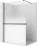 Mexen Kioto+ ścianka prysznicowa z półką Walk-in 90 x 200 cm, ombre biała 8 mm, czarna - 800-090-121-70-86