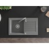 Mexen Pablo granite sink 1-bowl with drainer and Telma kitchen tap, grey - 6510-71-670200-71