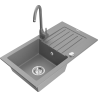 Mexen Pablo lavello in granito a 1 vasca con scolapiatti e rubinetto da cucina Telma, grigio - 6510-71-670200-71
