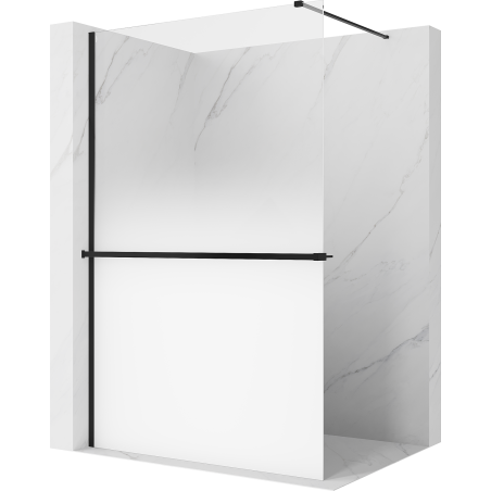 Mexen Kioto+ Duschwand mit Regal Walk-in 150 x 200 cm, weiße Ombre 8 mm, schwarz - 800-150-121-70-86