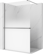 Mexen Kioto+ ścianka prysznicowa z półką Walk-in 70 x 200 cm, ombre biała 8 mm, gun metal - 800-070-121-95-86