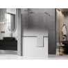 Mexen Kioto+ ścianka prysznicowa z półką Walk-in 100 x 200 cm, ombre biała 8 mm, gun metal - 800-100-121-95-86