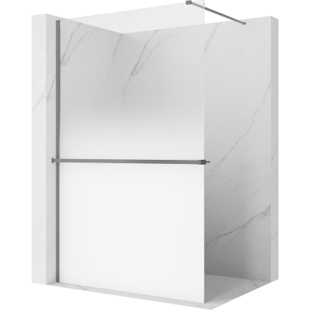 Mexen Kioto+ duschvägg med hylla Walk-in 130 x 200 cm, vit ombre 8 mm, gun metal - 800-130-121-95-86