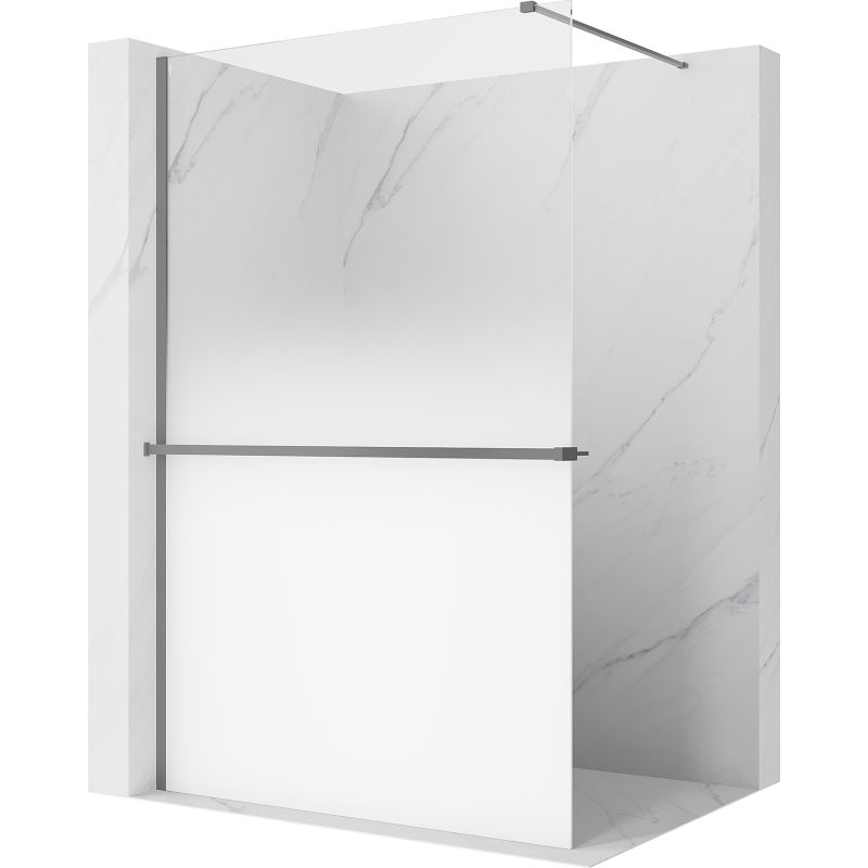Mexen Kioto+ ścianka prysznicowa z półką Walk-in 150 x 200 cm, ombre biała 8 mm, gun metal - 800-150-121-95-86