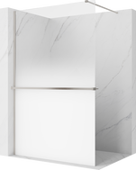 Mexen Kioto+ ścianka prysznicowa z półką Walk-in 120 x 200 cm, ombre biała 8 mm, nikiel szczotkowany - 800-120-121-97-86