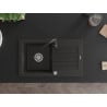 Mexen Pablo fregadero de granito de 1 seno con escurridor y grifo de cocina Telma, negro/dorado - 6510-75-670200-70