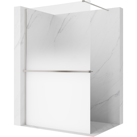 Mexen Kioto+ shower wall with shelf Walk-in 130 x 200 cm, white ombre 8 mm, brushed nickel - 800-130-121-97-86
