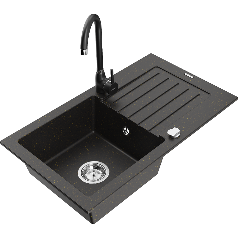 Mexen Pablo νεροχύτης γρανίτης μονής λεκάνης με στραγγιστήρα και μπαταρία