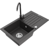 Mexen Pablo fregadero de granito de 1 cubeta con escurridor y grifo de cocina Telma, negro moteado - 6510-76-670200-76