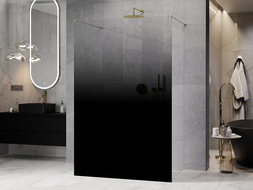 Mexen Kioto ελεύθερη διαχωριστική ντουζιέρα 110 x 200 cm, ombre μαύρο 8 mm, χρυσό