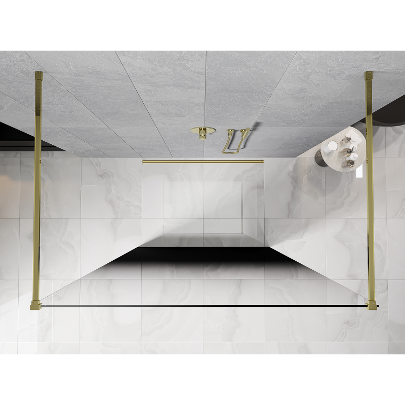 Mexen Kioto ścianka prysznicowa wolnostojąca 110 x 200 cm, ombre czarna 8 mm, złota - 800-110-002-50-76