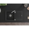 Mexen Pablo granieten spoelbak 1-kuips met afdruiprek en keukenmengkraan Telma, zwart - 6510-77-670200-00