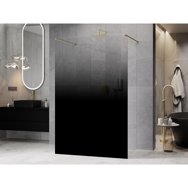 Mexen Kioto paroi de douche autoportante 120 x 200 cm, ombrée noire 8 mm, or brossé - 800-120-002-55-76