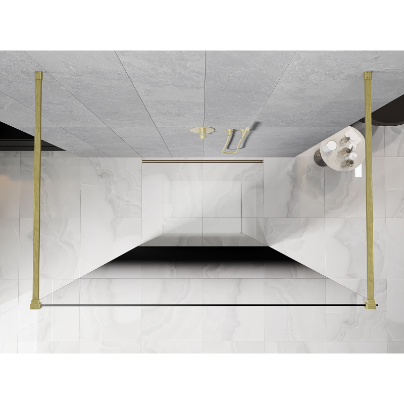 Mexen Kioto ścianka prysznicowa wolnostojąca 110 x 200 cm, ombre czarna 8 mm, złota szczotkowana - 800-110-002-55-76