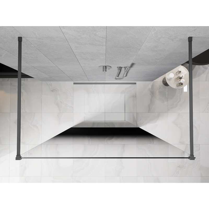 Mexen Kioto ścianka prysznicowa wolnostojąca 110 x 200 cm, ombre czarna 8 mm, gun metal - 800-110-002-95-76