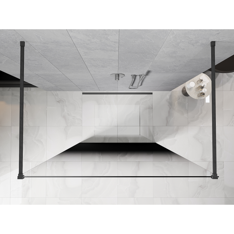 Mexen Kioto ścianka prysznicowa wolnostojąca 140 x 200 cm, ombre czarna 8 mm, gun gray szczotkowany - 800-140-002-66-76