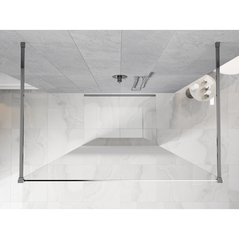 Mexen Kioto brīvi stāvoša dušas siena 110 x 200 cm, ombre balta 8 mm, hroms - 800-110-002-01-86