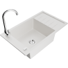 Mexen Elias 1-bowl granite sink with drainer and Telma kitchen tap, white - 6511-20-670200-00
