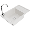 Mexen Elias fregadero de granito de 1 seno con escurridor y grifo de cocina Telma, blanco - 6511-20-670200-00