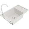 Mexen Elias fregadero de granito de 1 seno con escurridor y grifo de cocina Telma, blanco - 6511-20-670200-20