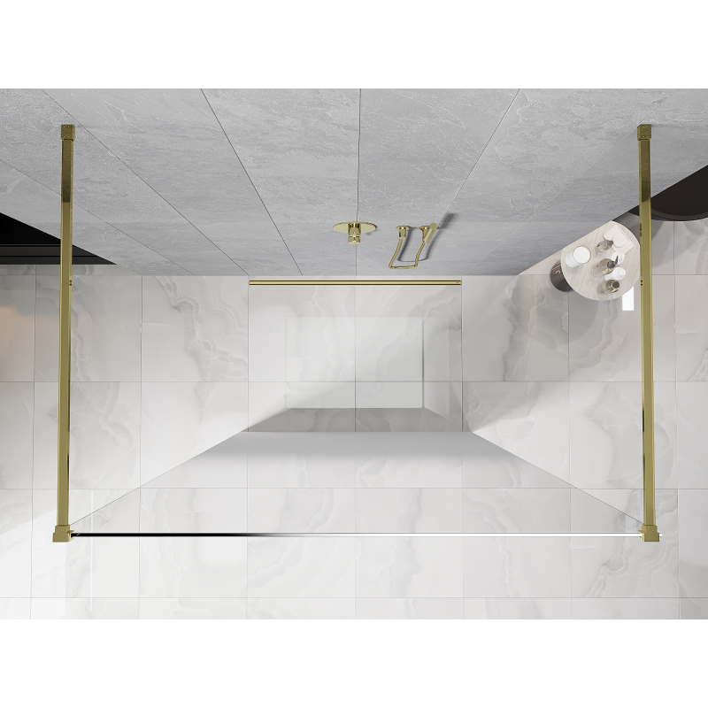 Mexen Kioto ścianka prysznicowa wolnostojąca 100 x 200 cm, ombre biała 8 mm, złota - 800-100-002-50-86