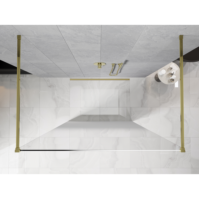 Mexen Kioto parede de duche independente 110 x 200 cm, ombre branco 8 mm, dourado - 800-110-002-50-86