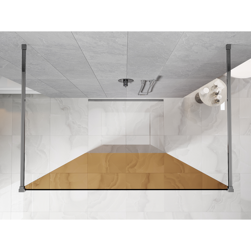 Mexen Kioto ścianka prysznicowa wolnostojąca 120 x 200 cm, brąz 8 mm, chrom - 800-120-002-01-32