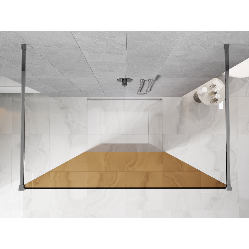Mexen Kioto freestanding shower wall 140 x 200 cm, bronze 8 mm, chrome - 800-140-002-01-32