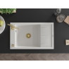 Mexen Elias granite kitchen sink 1-bowl with drainer and Telma kitchen faucet, white - 6511-20-670200-50