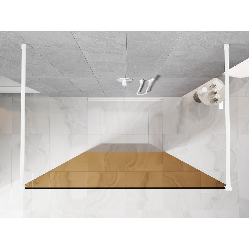 Mexen Kioto Freestanding shower wall 100 x 200 cm, bronze 8 mm, white - 800-100-002-20-32
