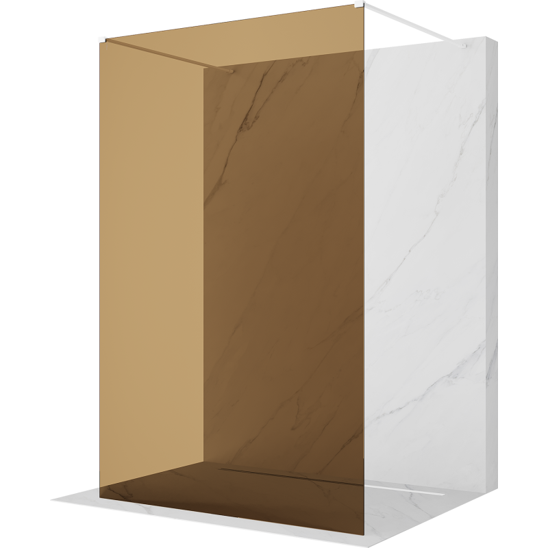 Mexen Kioto prostostoječa tuš stena 110 x 200 cm, bronasta 8 mm, bela - 800-110-002-20-32