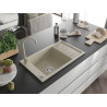 Mexen Elias Telma 1-bowl granite sink with drainer and kitchen faucet, beige - 6511-69-670200-69