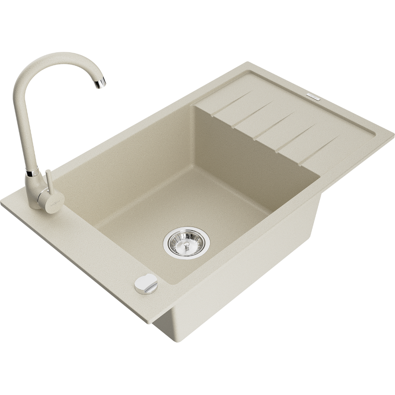 Mexen Elias 1-osainen graniittinen tiskiallas valualueella ja Telma-keittiöhanalla, beige - 6511-69-670200-69