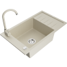 Mexen Elias fregadero de granito de 1 cubeta con escurridor y grifo de cocina Telma, beige - 6511-69-670200-69